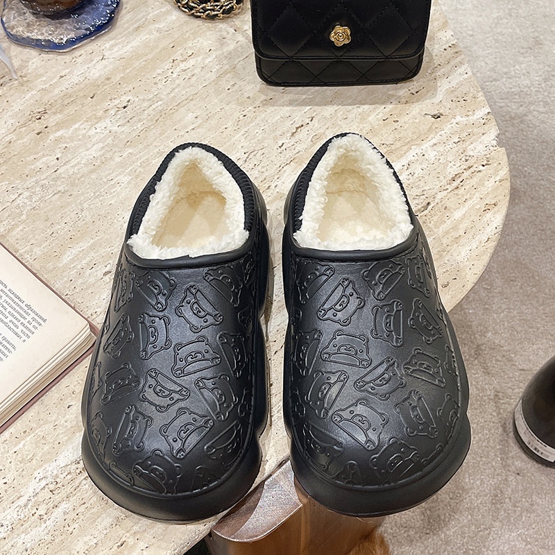 Dép Bông Đi Trong Nhà Đế Dày Giữ Ấm Mùa Đông Chống Trượt Dễ Thương Cho Cặp Đôi