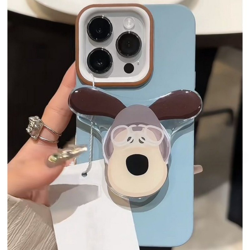 Ôp Điện Thoại Silicon Dẻo Kèm Giá Đỡ Hình Chú Chó Dễ Thương Cho iphone 15 pro max 14 13 12 11 pro max xr x xs max Ốp
