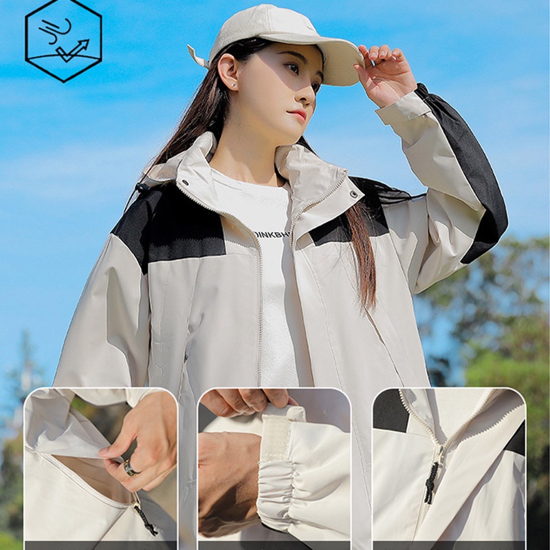 Enlee Áo Khoác Thể Thao Chống Nước Có Mũ Trùm Đầu Tháo Rời Được Ấm Áp Hợp Thời Trang Cho Cặp Đôi Ngoài Trời