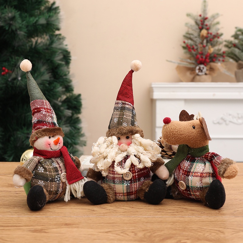 Dễ Thương Búp Bê Vải Hình Ông Già Noel / Người Tuyết / Gấu Bông Đang Nhảy Múa Trang Trí Cây Thông Giáng Sinh / Năm Mới