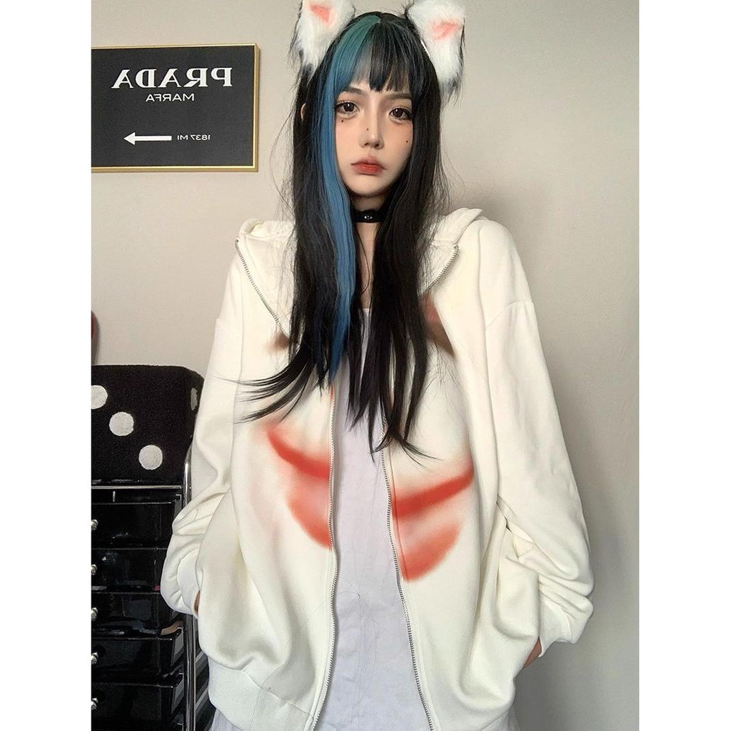 Áo Khoác cardigan Có Nón Họa Tiết Chú Hề Phong Cách retro Mỹ 2023