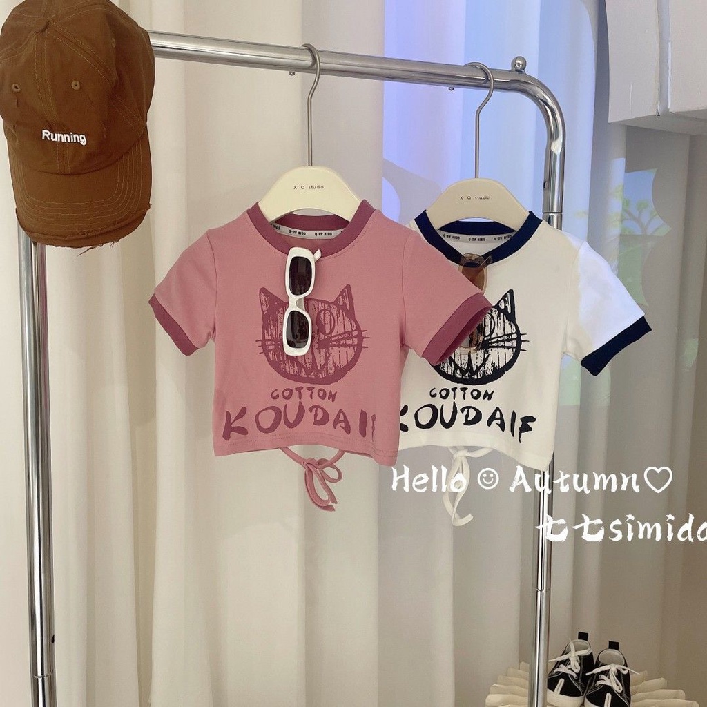 Áo Thun Tay Ngắn In Họa Tiết Hoạt Hình Phong Cách Hàn Quốc Thời Trang Mùa Hè 2023 Cho Bé Gái