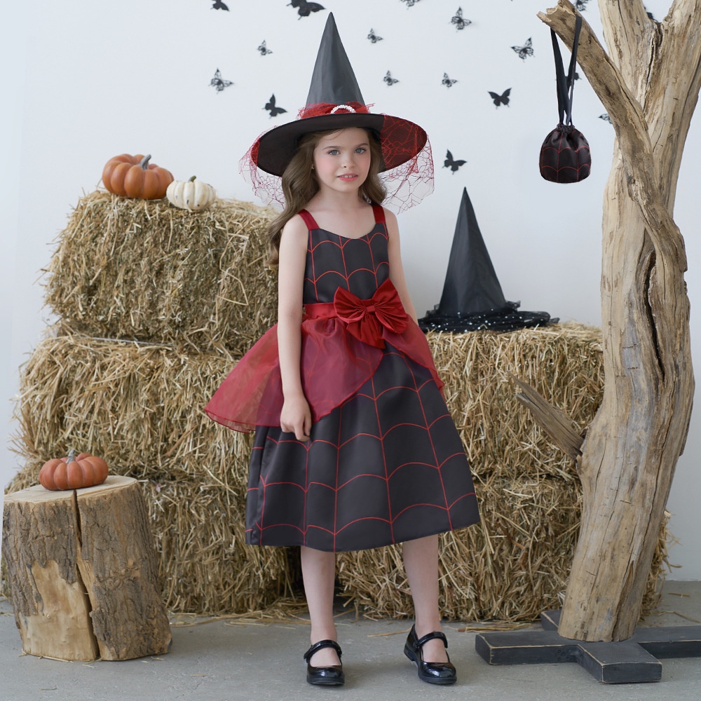 Đầm Hóa Trang halloween Nhân Vật Phù Thủy Bí Ngô Cho Bé Gái Mới