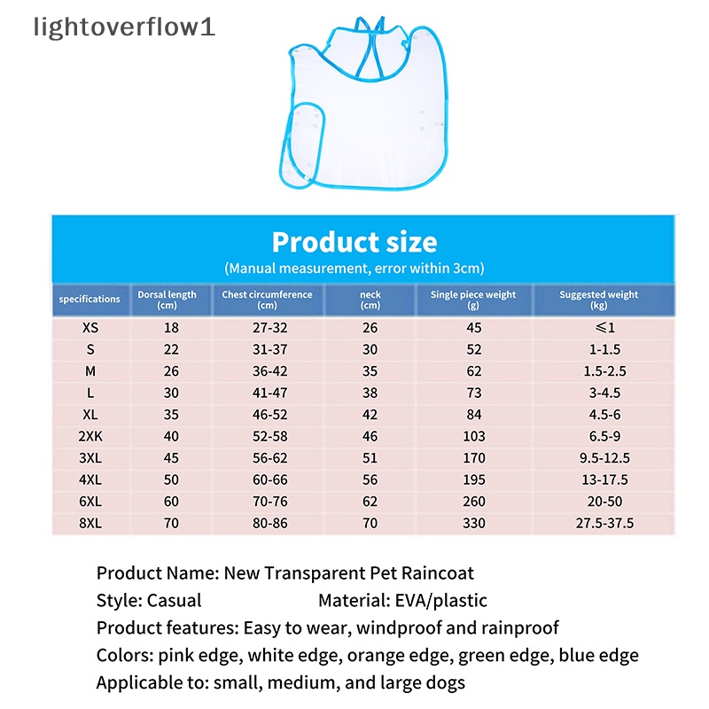 Áo Mưa pvc Mềm Trong Suốt Có Mũ Trùm Chống Nước Mưa Cho Cún Cưng