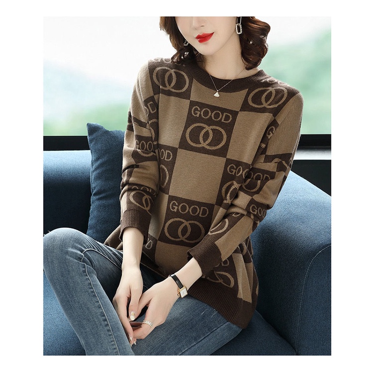Áo Sweater Dệt Kim Dáng Rộng Thời Trang Mùa Thu Cho Phái Nữ