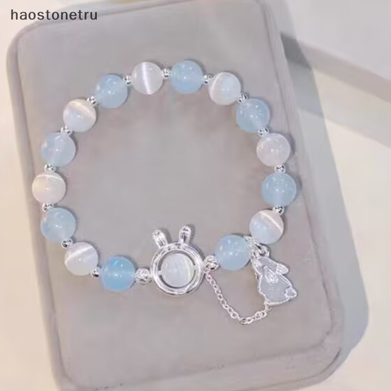 Ru Vòng Tay Chuỗi Hạt Đá Mặt Trăng Xanh Lam Cho Cặp Đôi / Bạn Gái n