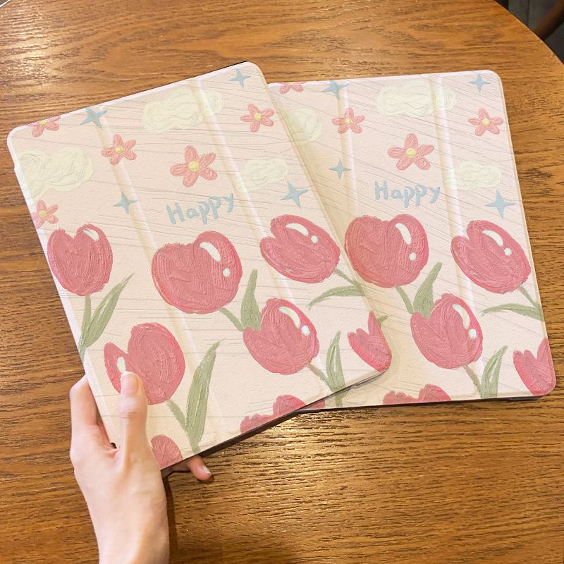 Ốp Máy Tính Bảng Mềm Hình Hoa Có Khe Đựng Bút Chì Cho ipad gen7 / 8 / 9 gen10 pro11 "pro12.9" air4 air5 mini6