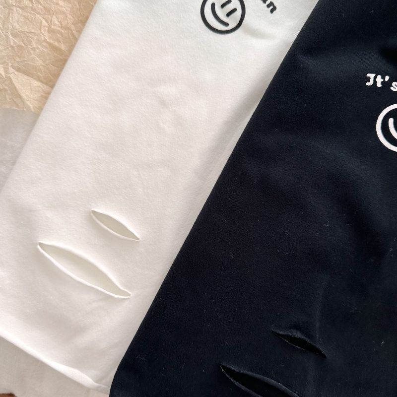 Áo Thun cotton Tay Dài In Hình Mặt Cười Thời Trang Thu Đông Cho Bé 90-140cm