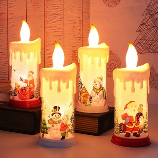 Giáng sinh mới trang trí nến đèn LED mô phỏng ngọn lửa nến santa người tuyết trang trí đèn ngủ