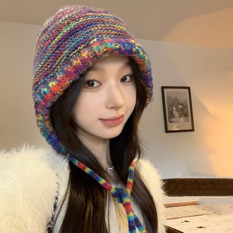 Mũ Len Dệt Kim Nhiều Màu Sắc Giữ Ấm Mùa Đông Cho Nữ