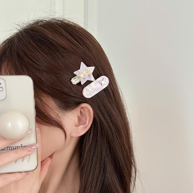 Set Kẹp Tóc mái Ngôi Sao Đính Kim Cương Phong Cách Cao Cấp Linh Hoạt Phụ Kiện Tóc