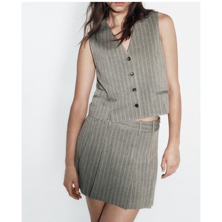 Zara Bộ Áo Sát Nách + Quần culottes Thiết Kế Trẻ Trung Cho Nữ8388114 8371114