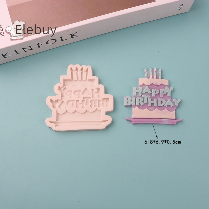 Khuôn silicone ELEBUY tạo hình chữ happy birthday làm kẹo / socola trang trí bánh kem DIY