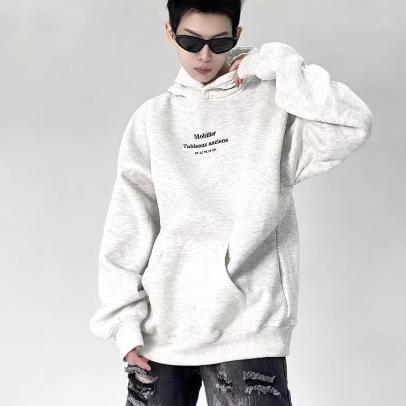 Áo hoodie VUNC dáng rộng in chữ thiết kế đơn giản dễ phối đồ cho nam