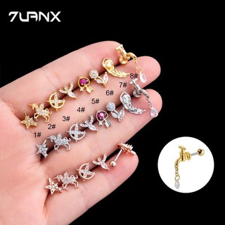 1 Đôi Bông Tai 20gauge Bằng Thép Không Gỉ Lông Vũ Hình Ngựa Hoa Giọt Nước