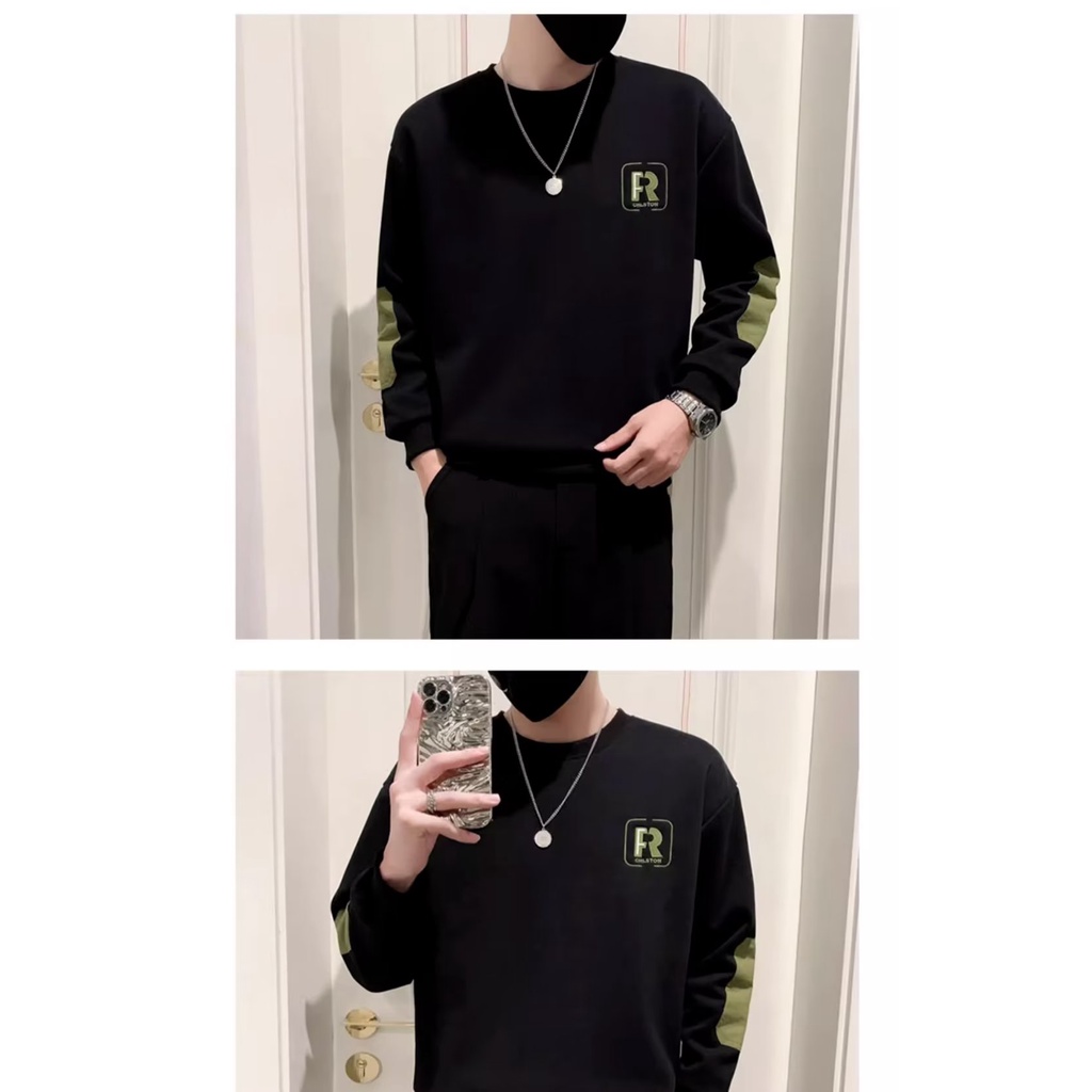 Áo Thun Nỉ Tay Dài Cổ Tròn Phong Cách Thời Trang Mới Cho Nam