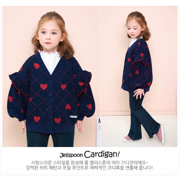 Cardigan nỉ Jelis trái tim jcqgca01