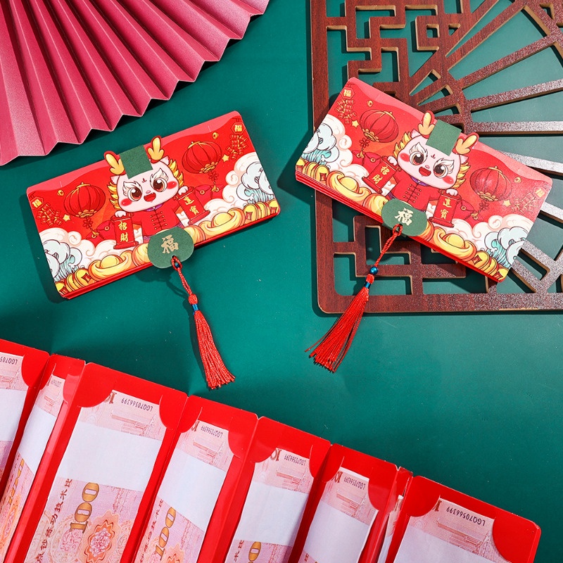 Bao Lì Xì Màu Đỏ May Mắn / Bao Lì Xì Gài Năm Mới / 2024 Phong Cách Truyền Thống Trung Quốc / Lễ Hội Mùa Xuân hongbao