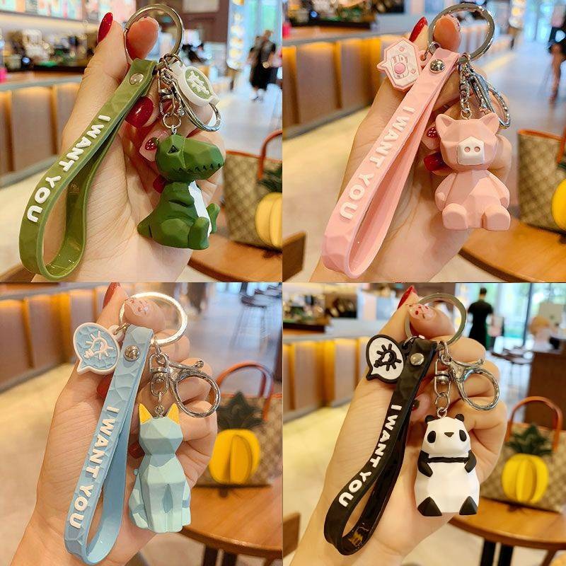 Dễ Thương Móc Chìa Khóa Hình Động Vật / Gấu Trúc Bằng Kim Loại Xinh Xắn