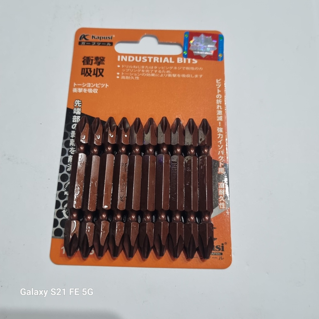 Vỉ 10 Mũi Vít 2 đầu Nâu KAPUSI 65-100 mm,được làm bằng chất liệu hợp kim thép S2 PH2 cứng cáp,