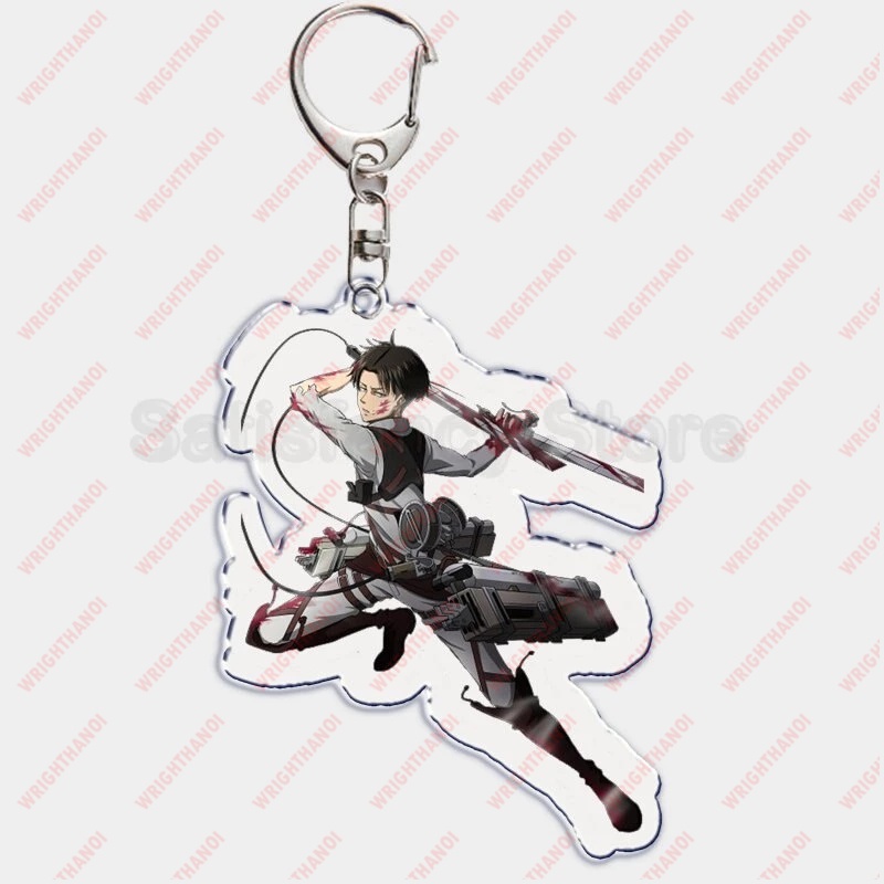 Móc khóa Attack on Titan hình huy hiệu và các nhân vật siêu ngầu Levi Eren Hange Mikasa Phụ kiện trang trí túi xách balo