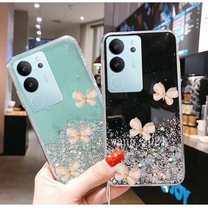 Ốp Điện Thoại Dẻo Đính Hình Bướm Ba Chiều Cho vivo v29 5g vivo v29e v29 pro y27 y78 y36 5g 4g 2023 vivov29 5g