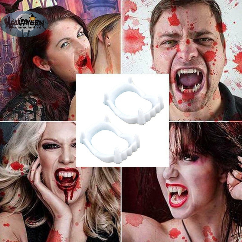 1 Cặp Răng Nanh Giả Dạ Quang Hóa Trang Ma Cà Rồng halloween