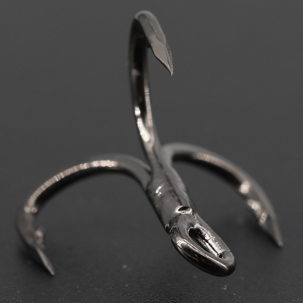 Set 10 / 6 Lưỡi Câu Cá Ba Lưỡi Câu Bằng Thép Cacbon Màu Đen # 2 # 4 # 6 # 8 #