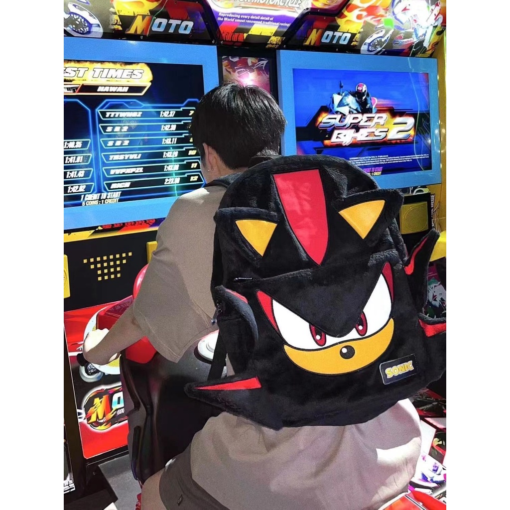 Balo y2k Wlgs Balo Nhung Lông Màu Đen Bóng sonic Cho Cặp Đôi