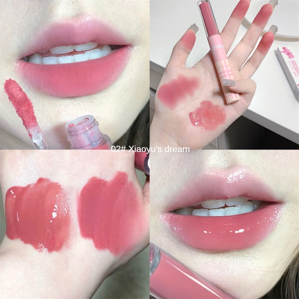 Thời Gian Xanh Hai Đầu Son Men Sương Mù Bề Mặt Dưỡng Ẩm Nước Nhẹ Doodle Lip Son Môi Trắng Không Dễ Dính Cốc Môi Bùn JULYSTAR