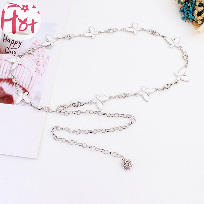 Jr Thắt Lưng Dây Xích Kim Loại Mảnh Mặt Hình Bướm Có Thể Điều Chỉnh Trang Trí Đầm / Áo Len
