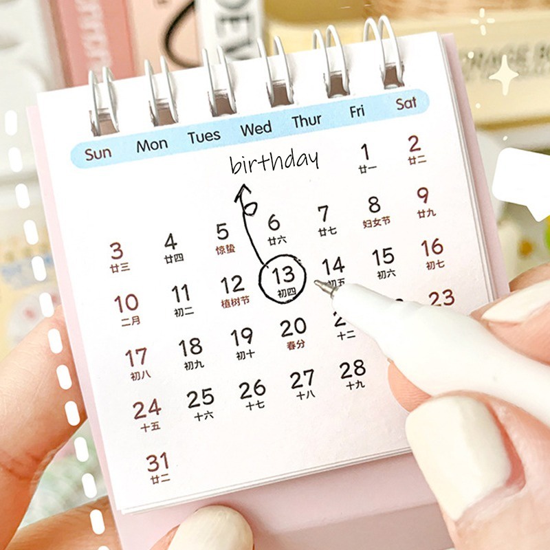 Hoạt Hình Lịch Để Bàn mini Hình Thỏ Dễ Thương