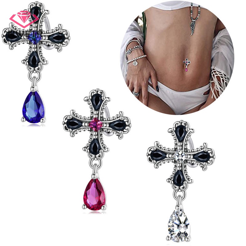 Khuyên Rốn Đính Đá zircon Hình Giọt Nước Thời Trang Cho Nữ Mới