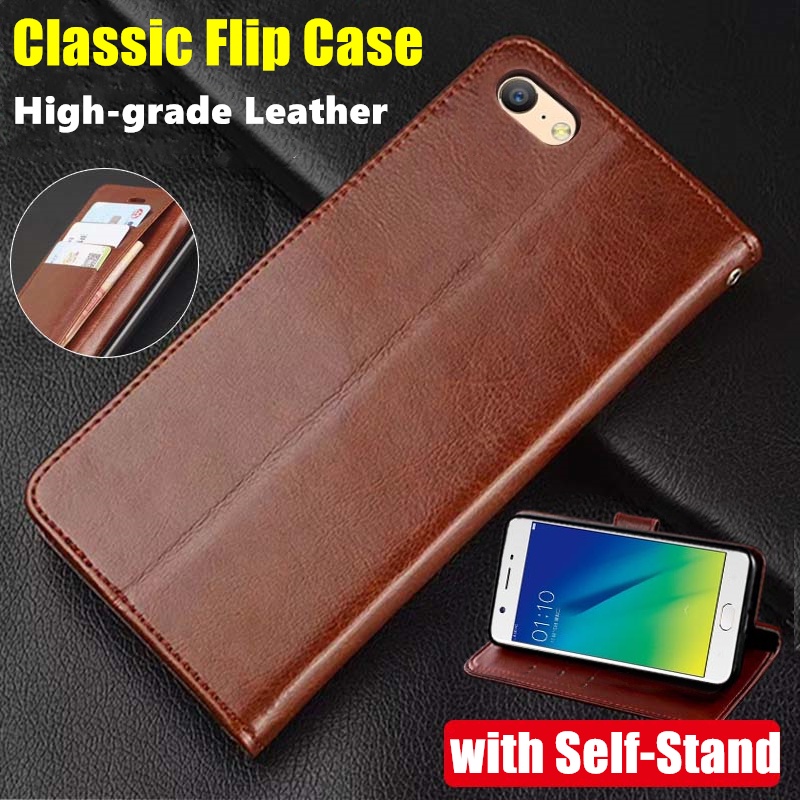 Bao Da Điện Thoại Dạng Ví Nắp Lật Cổ Điển Đơn Giản Có Ngăn Đựng Thẻ Và Giá Đỡ Cho oppo a71 cph1717 cph1801 Ốp