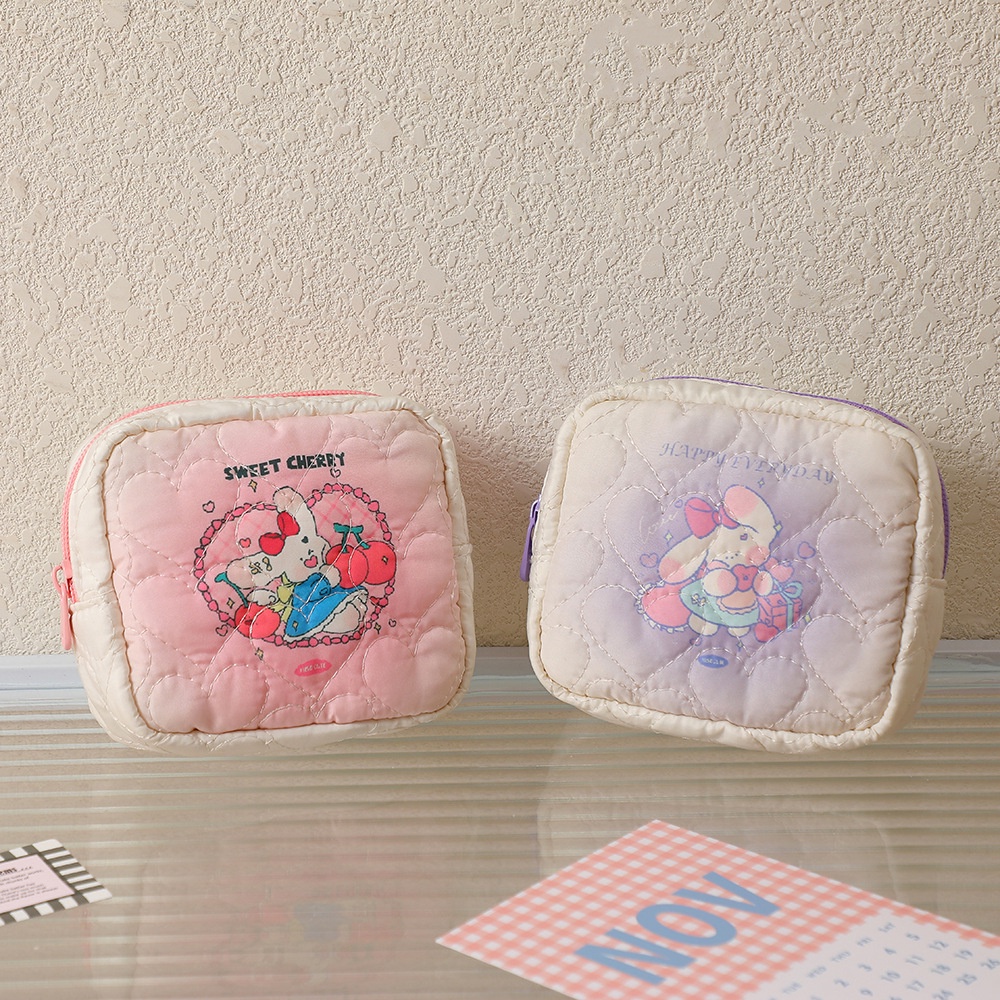 Túi Đựng Mỹ Phẩm / Tai Nghe mini Hình Vuông Kiểu Hoạt Hình Xinh Xắn