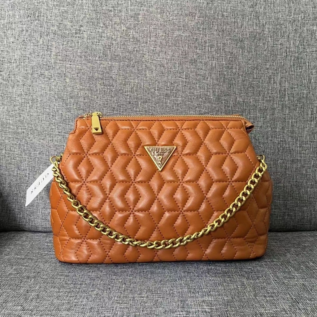 2024 Mới Nữ Xếp Ly Túi Đeo Vai Thời Trang Thêu Dây Xích Nối Dây Kéo Túi GUESS Túi Đeo Ngang Cơ Thể Dây Xích Túi