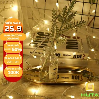 [ĐIỆN] Dây Đèn Led Trang Trí Đom Đóm Size Lớn, Fairylight Ánh Sáng Vàng, Dùng Điện Dài 5M, 8M, Có Chớp Nháy – HUTA Shop