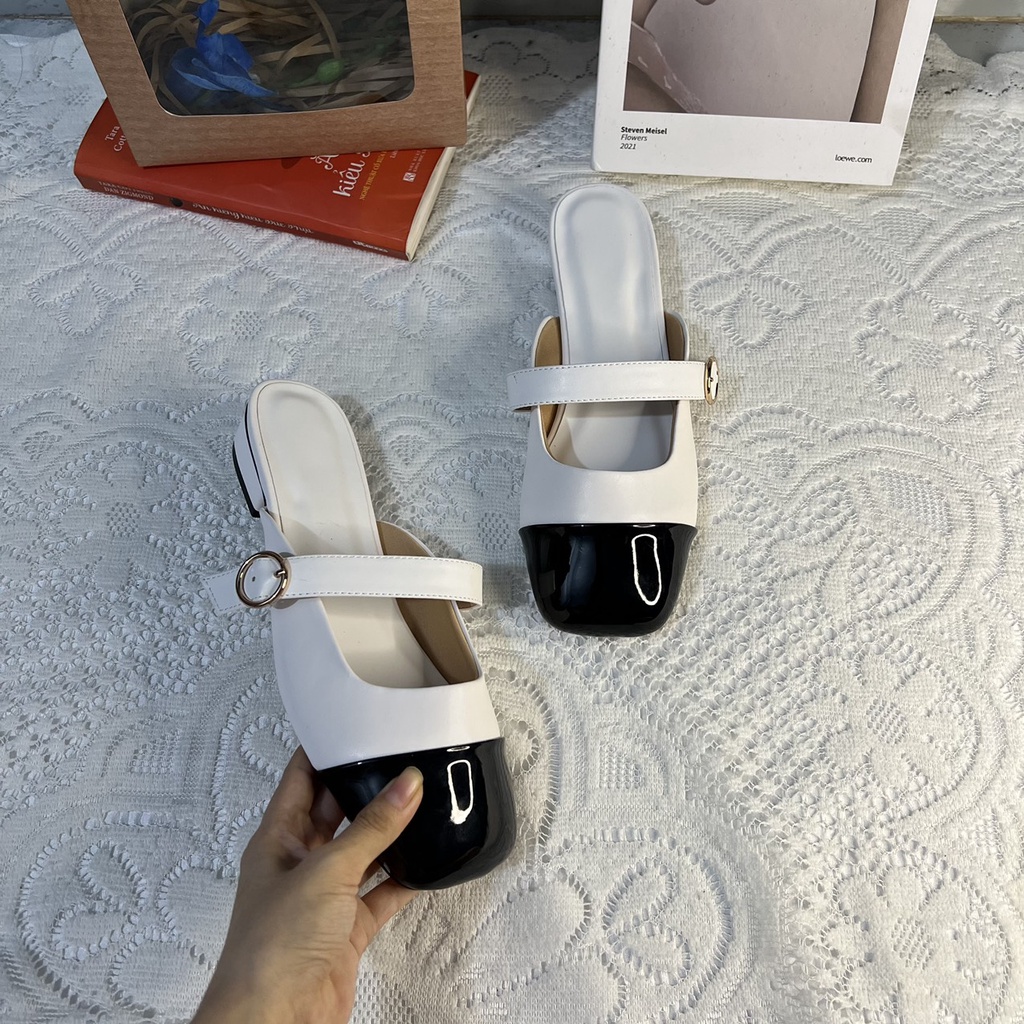 Giày sục bigsize mũi vuông vá mũi C..K cao 2 cm size 40-44