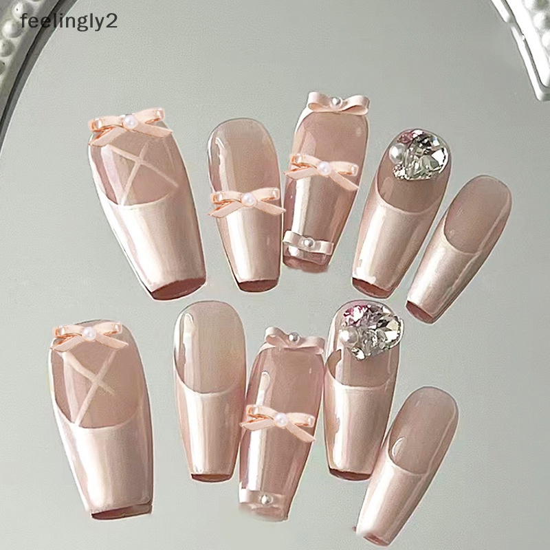 Set 10 Phụ Kiện Trang Trí Móng Tay Nghệ Thuật Hình Nơ Múa Ba Lê Bằng Hợp Kim