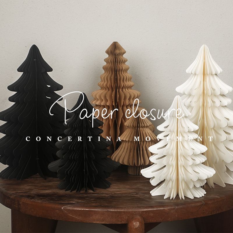 Paper Christmas tree ornaments Christmas pendants shopping mall window holiday background decorations gold powder high-end paper art