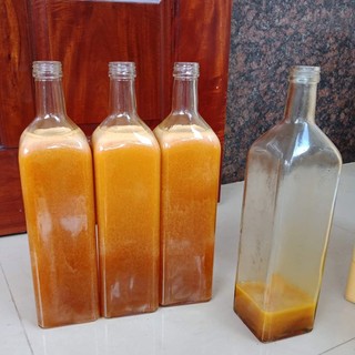 Chai thủy tinh vuông 1 lít. 1000ml nắp nhôm đựng mật ong.