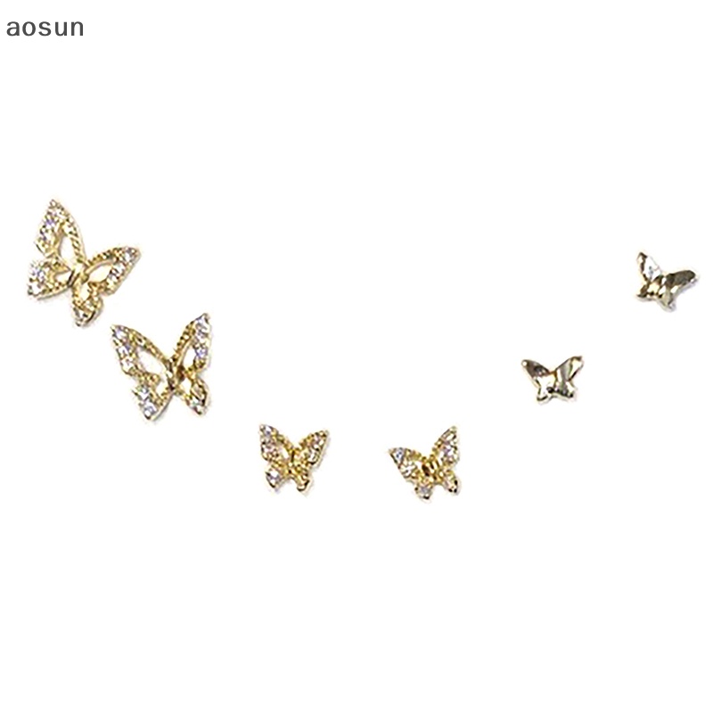 Aosun set 6 Khuyên Tai Hình Bướm Đính Đá zircon Đơn Giản Cho Nữ