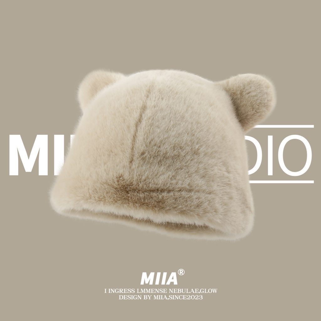 Mũ Tai Gấu Giả Lông Chồn Dễ Thương Giữ Ấm Mùa Thu Đông Cho Nữ