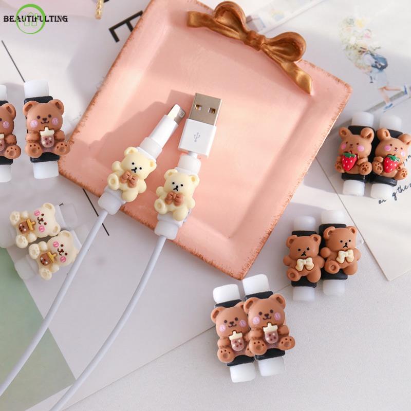 Cable Winder Cute Cartoon Data Cable Protective Sleeve Charging Cable Anti-break Protector Headphone Cable Protection for IPhone