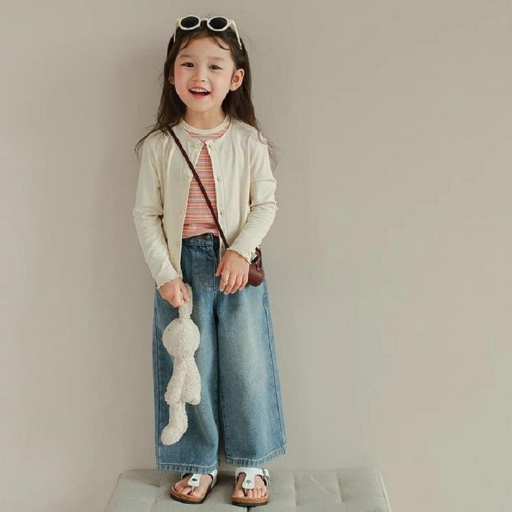Quần denim Ống Rộng Lưng Thun Dễ Thương Thời Trang Mùa Hè Cho Bé Gái