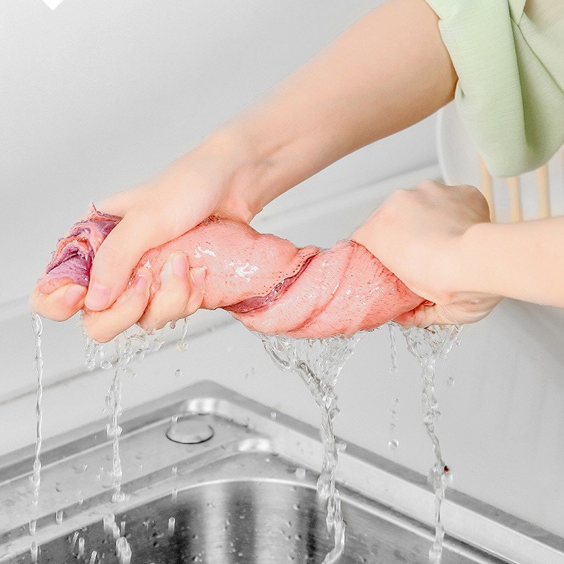 Khăn lau bếp đa năng 2 mặt siêu thấm khăn Kích Thước LỚN 25 x 25cm  kháng khuẩn hai mặt ĐÔ