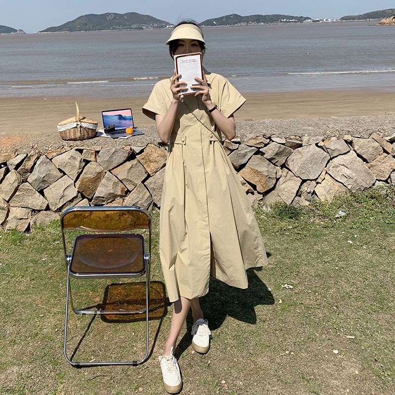 Đầm Sơ Mi Cổ polo Ôm Eo Thời Trang Mùa Hè Cho Nữ