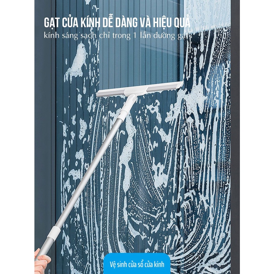 Cây gạt nước lau kính silicon đa năng khớp xoay 180° cán nhôm cao cấp 75-125cm