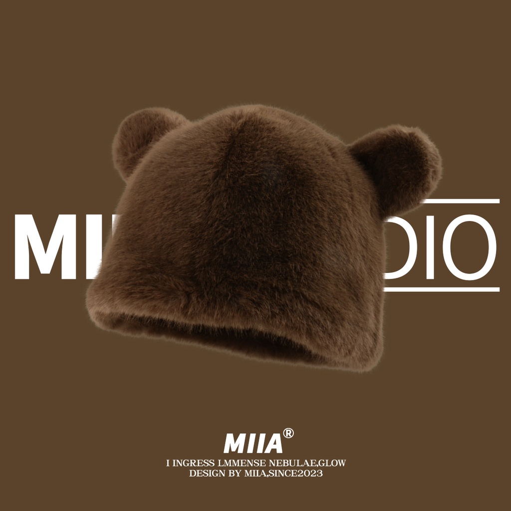 Mũ Tai Gấu Giả Lông Chồn Dễ Thương Giữ Ấm Mùa Thu Đông Cho Nữ