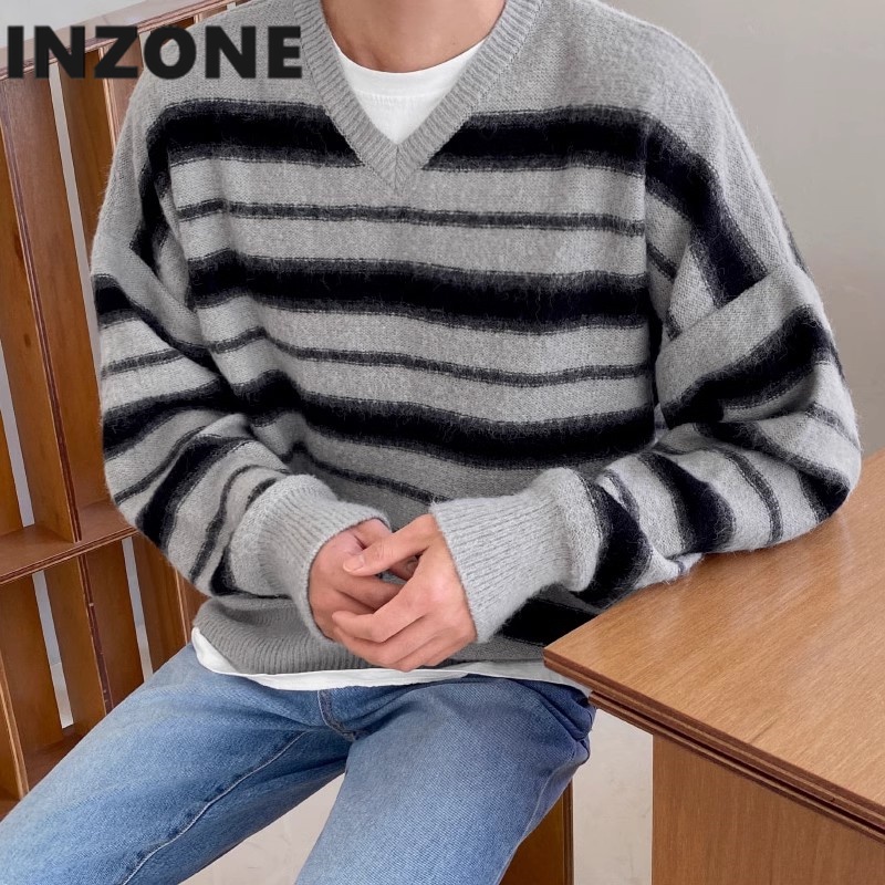 Áo sweater Dệt Kim Kẻ Sọc Thời Trang Cho Cặp Đôi